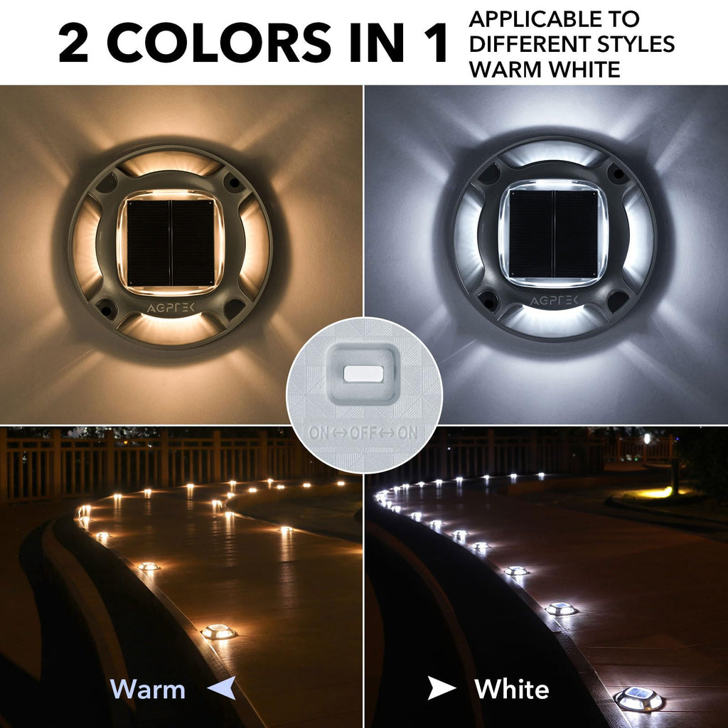 Solar Driveway Lights Outdoor 12 Pack, 2 Color Modes LED Deck Dock