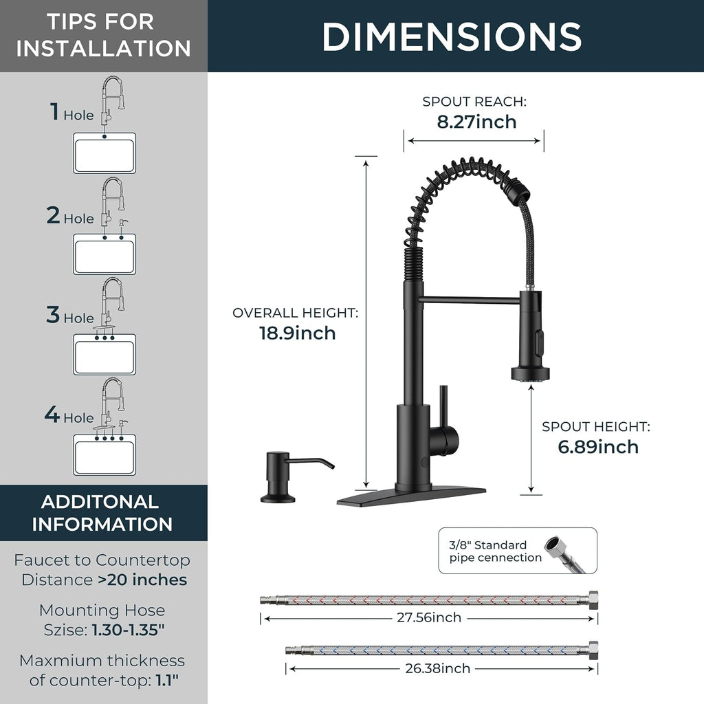 Touchless Kitchen Faucet with Soap Dispenser, Matte Black | Motion Sensor Activated, Hands-Free Pull Down Pot Filler