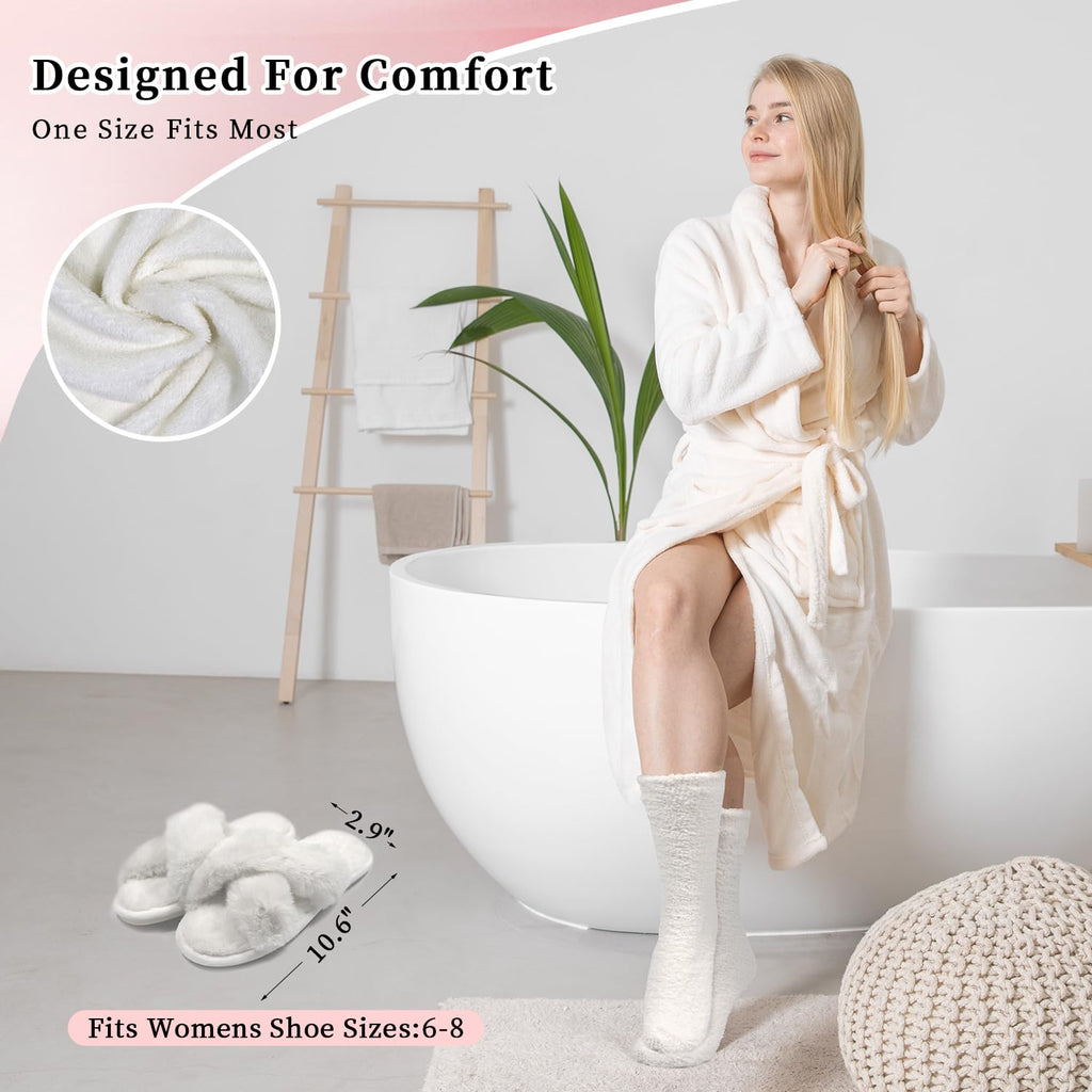 Spa Robe and Slippers Set Bathrobe Gift for Mother Girl Her