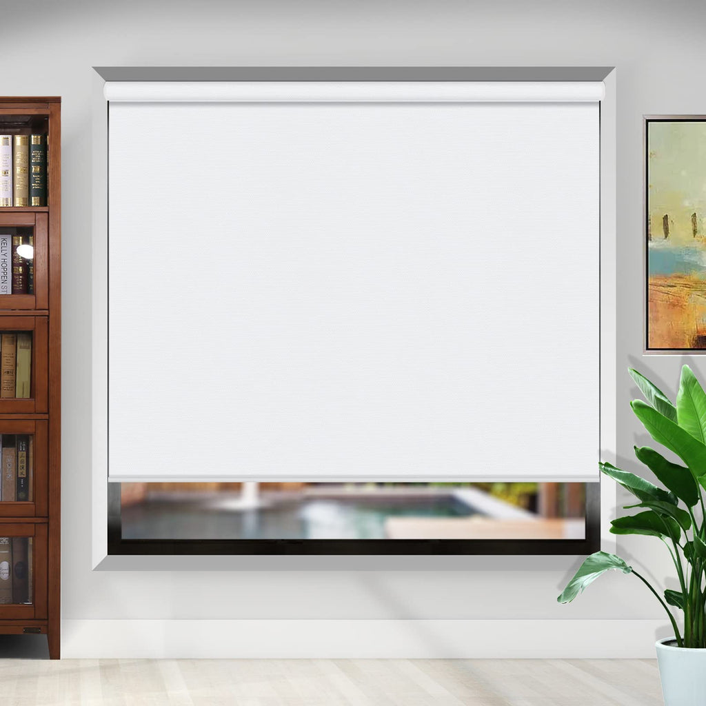 Blackout Window Blinds Roller Shades, White Custom Window Shades Elegant Roller Blinds, Energy Saving UV Protection