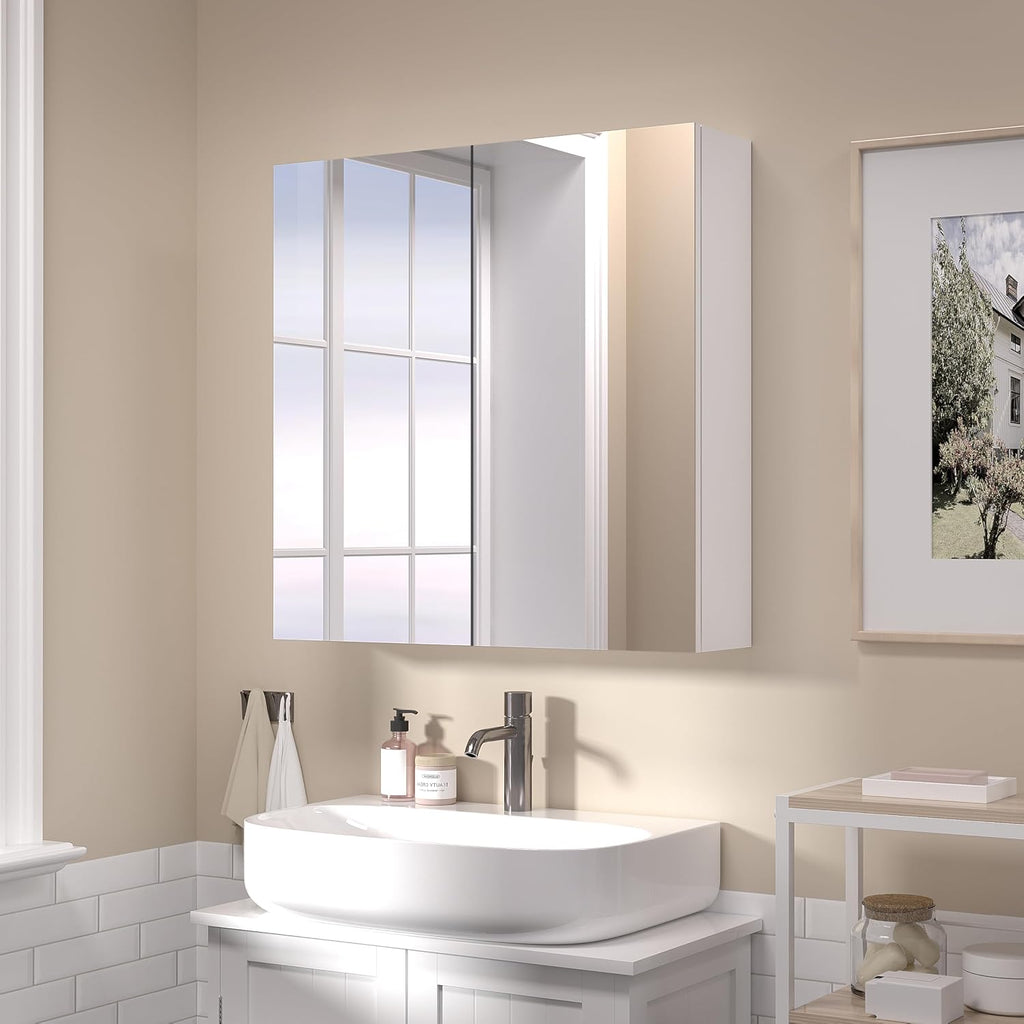 24x24 Bathroom Wall Cabinet, Saver Storage Cabinet, Medicine Cabinet with 2 Door and Adjustable Shelves,Flat-Pack