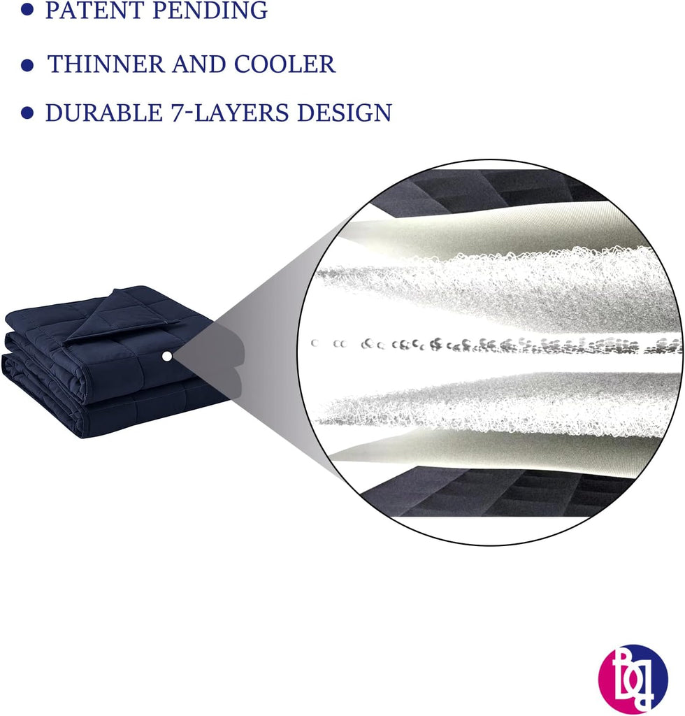 Weighted Blanket Heavy Blanket for Cool & Restful Sleep, Premium Soft Material and Glass Beads (Navy Blue, 60''x80''