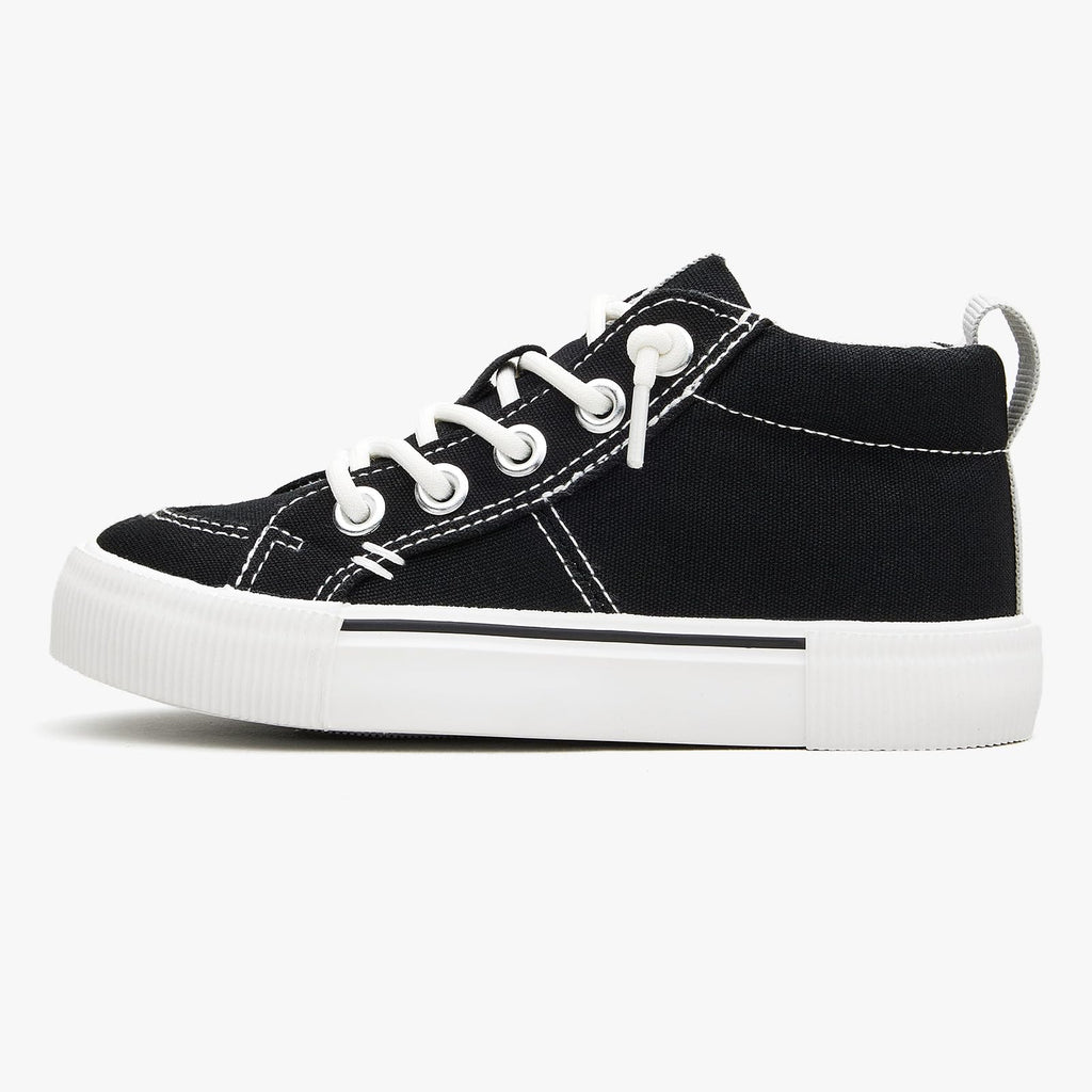Boys Girls Mid-Top Slip On Sneaker Shoe High top-Black