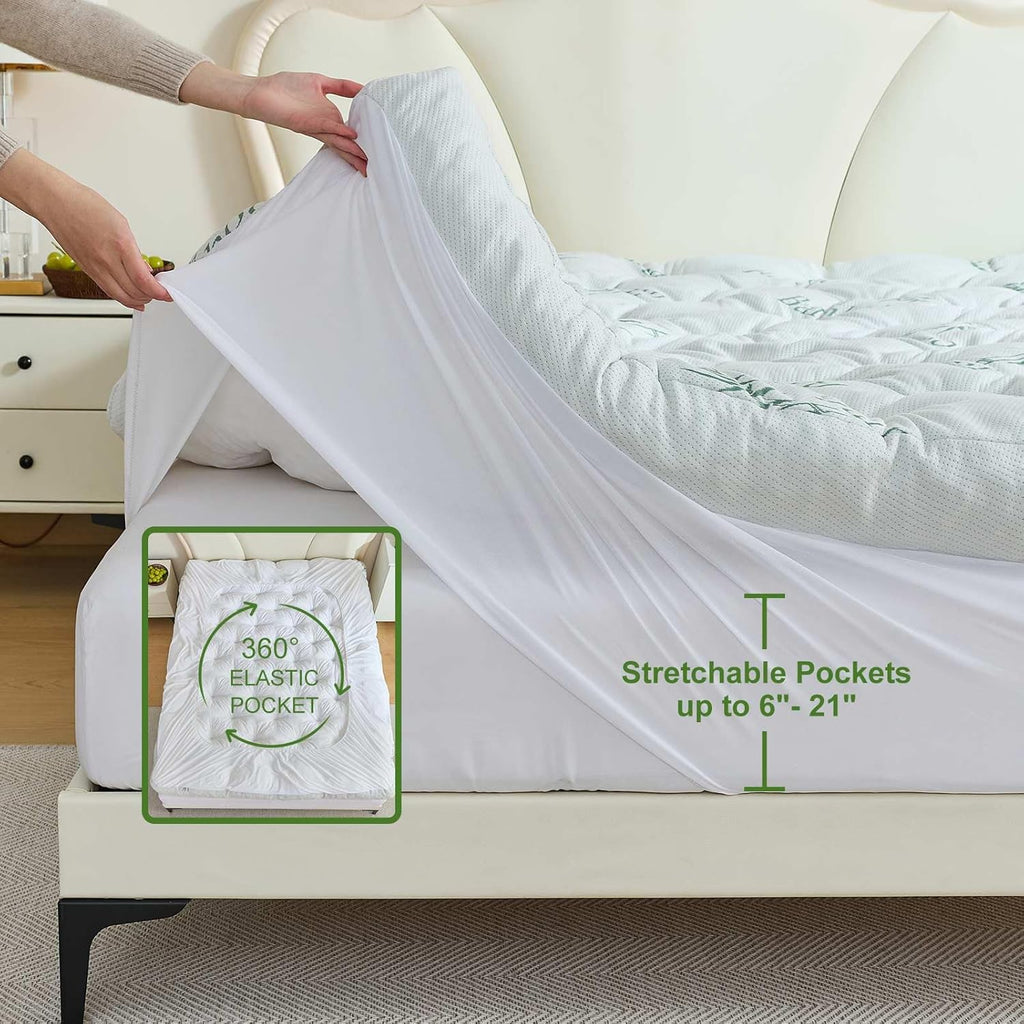 Memory Foam Mattress Topper Queen Size, 5 Inches Slow Rebound Memory Foam Topper with Cooling Viscose Made from