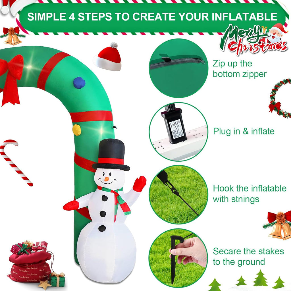 10ft Christmas Inflatable Outdoor Decoration Inflatable Yard Decoration Inflatable Santa Claus and Snowman Arch