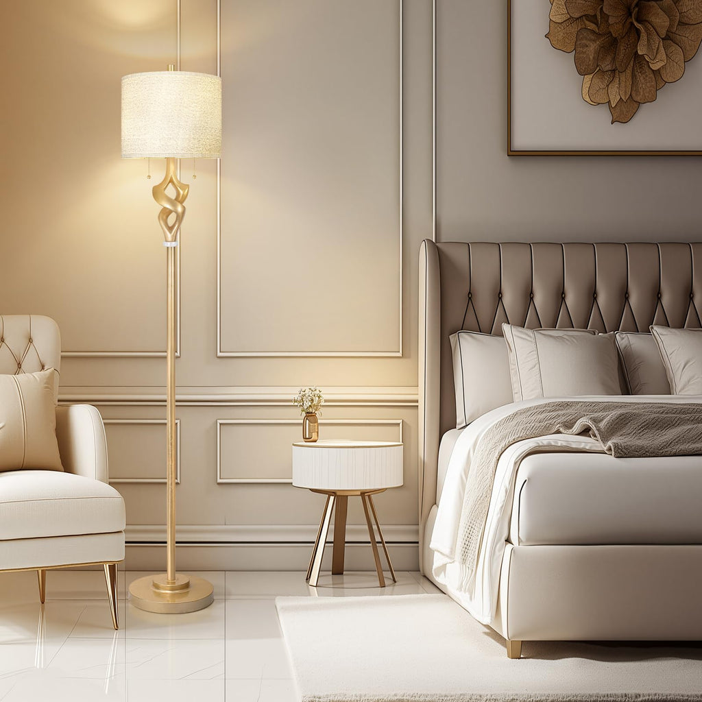 Sculptural Gold Leaf 65.5" Floor Lamp Bedroom