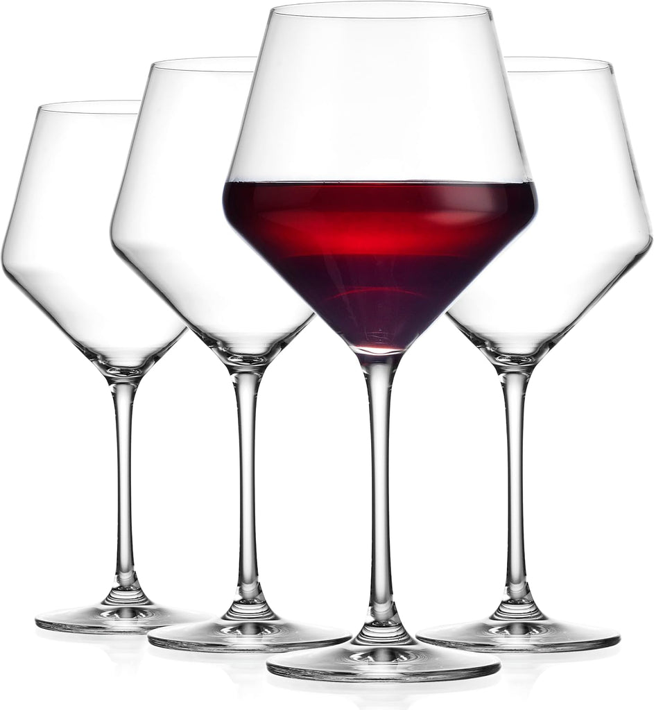 Wine Glasses,White Red Wine Large Glasses Set of 4, Lead-Free Premium Glass,Hand Blown Italian Style Burgundy Long