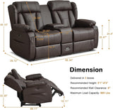 Power Reclining Loveseat Sofa, Loveseat Recliner Couch with Console, RV Recliners for Travel Trailers