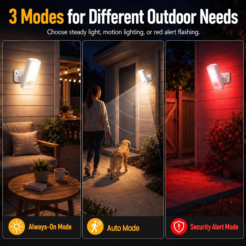 Rechargeable Outdoor Wall Lights, Motion Sensor Porch Lights, White
