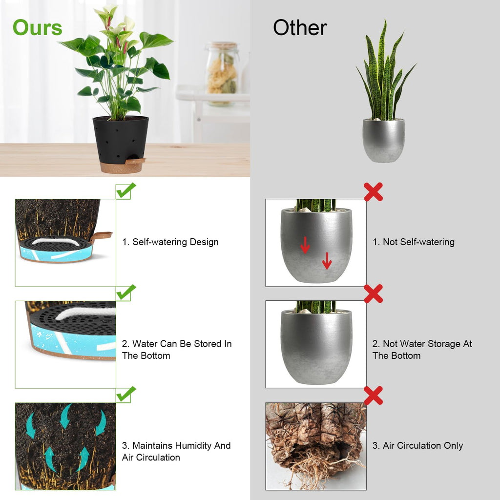 4 Pcs Orchid Pots with Holes - Each of 5, 6, 7 and 8 inch - Self Watering Orchid Pots and Plastic Breathable Orchid