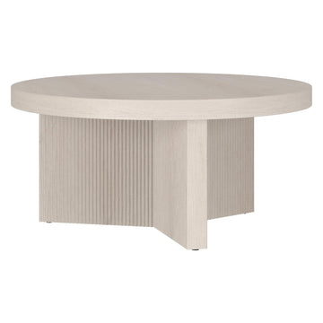 32" Scandinavian Fluted Coffee Table, Beech White