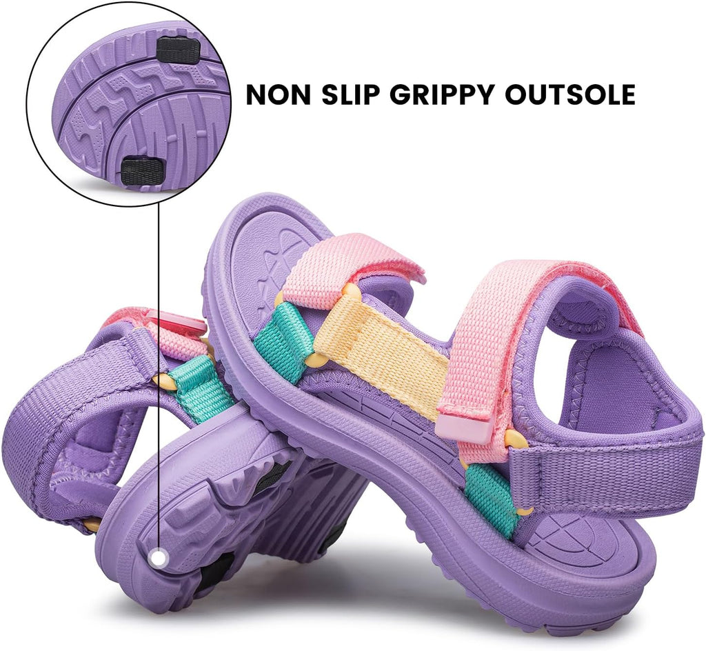 Boys Girls Sandals Adjustable Double Strap Open-Toe Athletic Lightweight Unisex Child Sport Sandals Summer