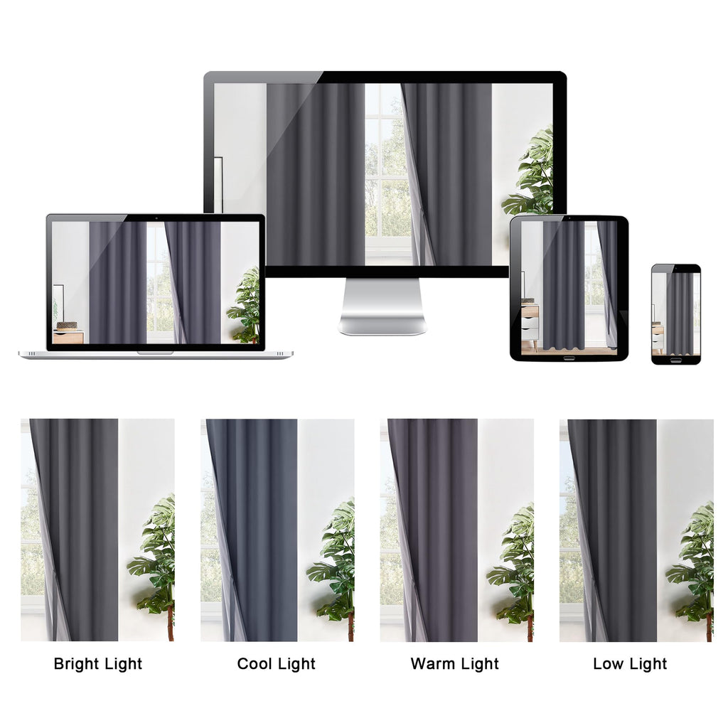 100% Blackout Curtain Panels - Thermal Insulated Black Liner Curtains, Noise Reducing and Heat Blocking Drapes for