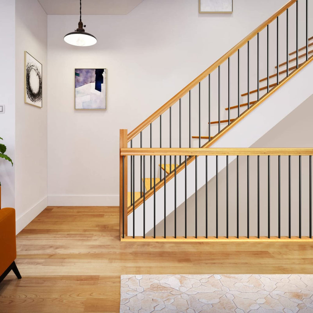 S15- Iron Stair Balusters 5/8" Round x 44" Long, Wrought Stair Iron Plain Spindles for Indoor Staircase, Hollow