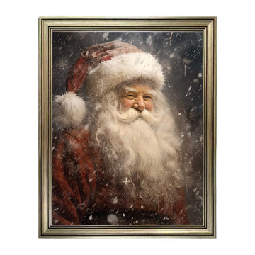 Vintage Santa Claus Portrait Canvas Print, Santa Pictures for Wall, Framed Christmas Wall Decor, Christmas Pictures