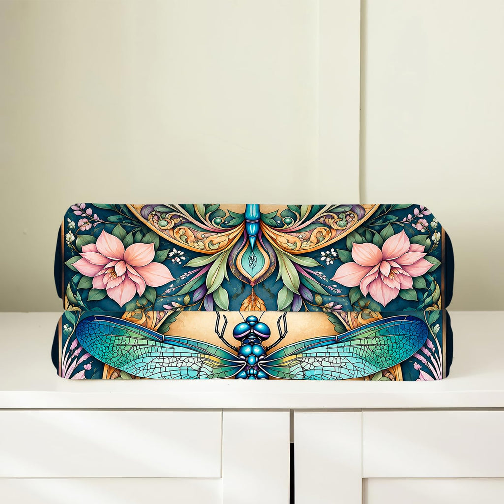 Boho Dragonfly Blankets, Floral Throw Blanket, Dragonfly Gifts, 40"X50"
