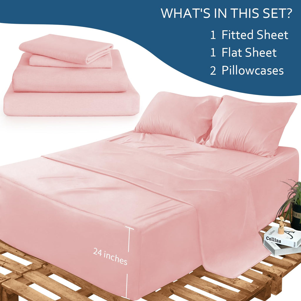 Flannel Sheets Flannel Sheet Set Pink, Premium Brushed