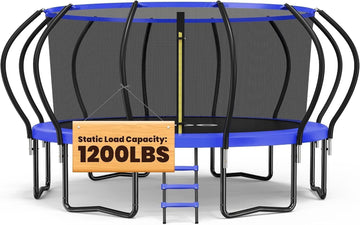 Kids Trampoline Outdoor 8FT 10FT 12FT 14FT 15FT 16FT with Enclosure, Non-Slip Ladder & Anti-Rust Coated Frame