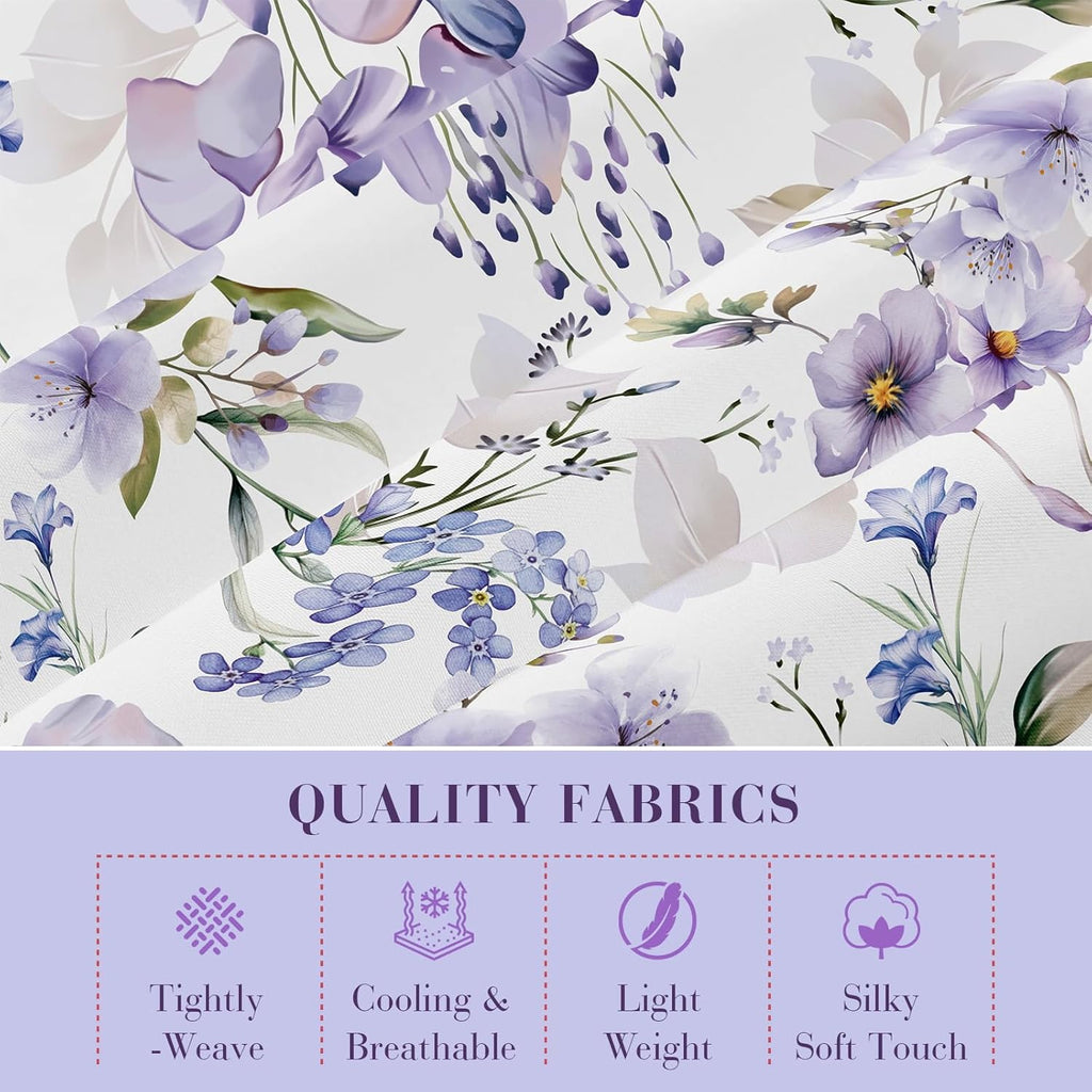 King Sheets Set, Luxury 1800TC Hotel Quality Double Brushed Microfiber Floral Bed Sheets for King Bed, Ultra Soft