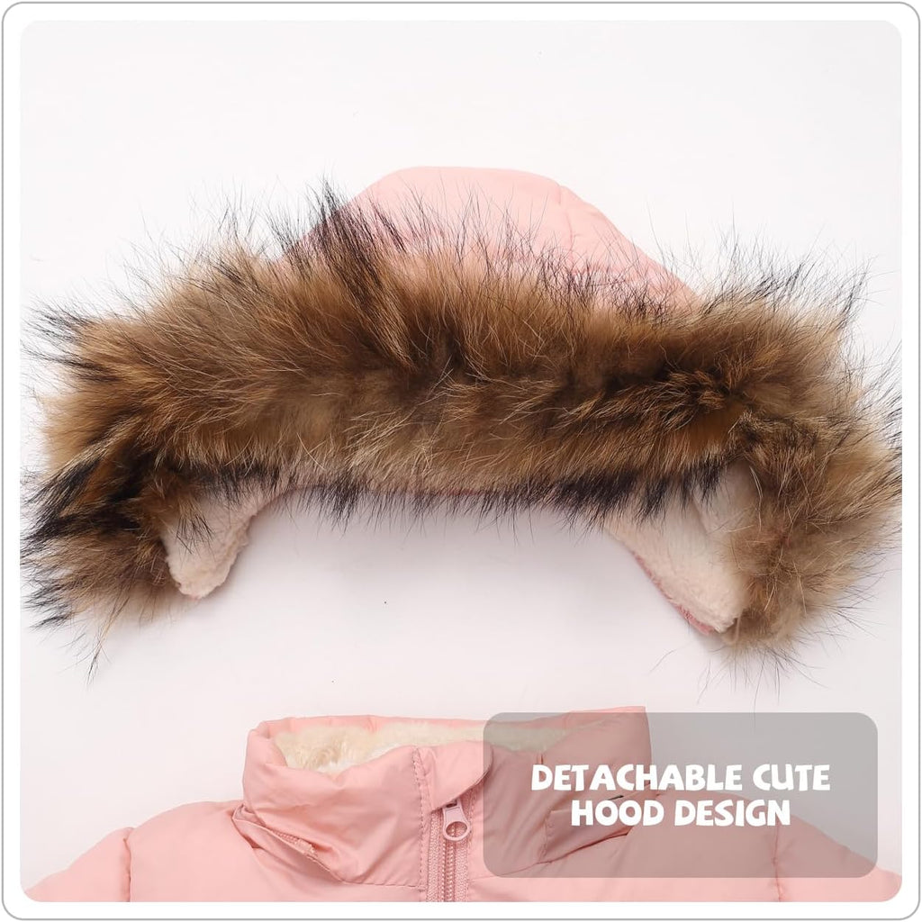 Baby Boy Winter Coat Toddler Girl Hooded Puffer Jacket Fur Collar Down Outerwear