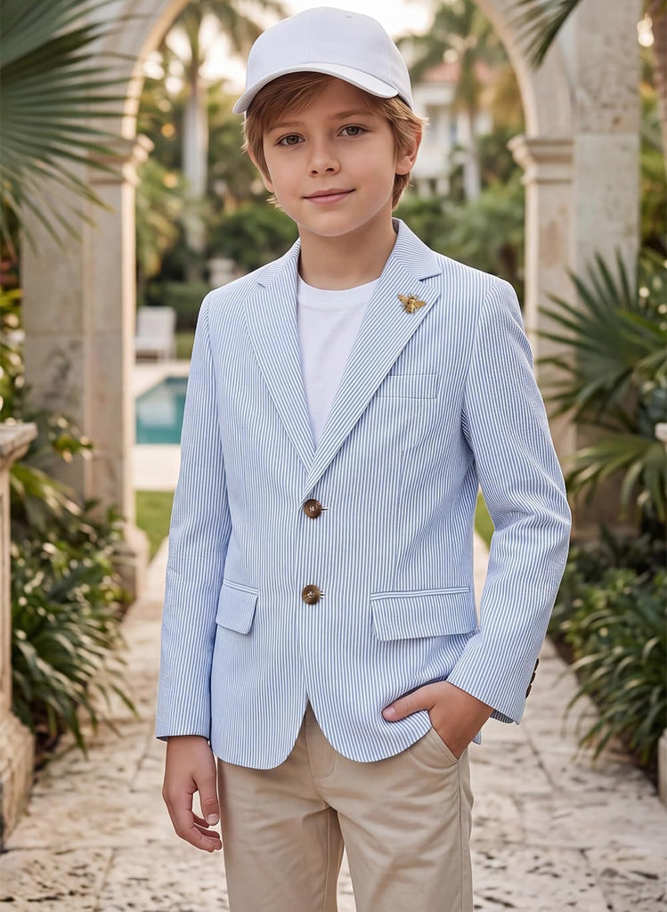 Blazers for Boys Striped Suits Jackets Kids Cotton Sport Coats Lightweight