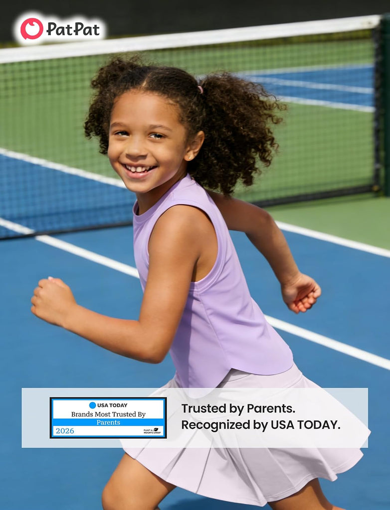 Girls Tennis Skirt Sets Tank Top + Pleated Skort Activewear