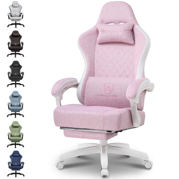 Gaming Chair, Computer Office Chair with Pocket Spring Cushion, Linkage Armrests and Footrest, High Back Ergonomic
