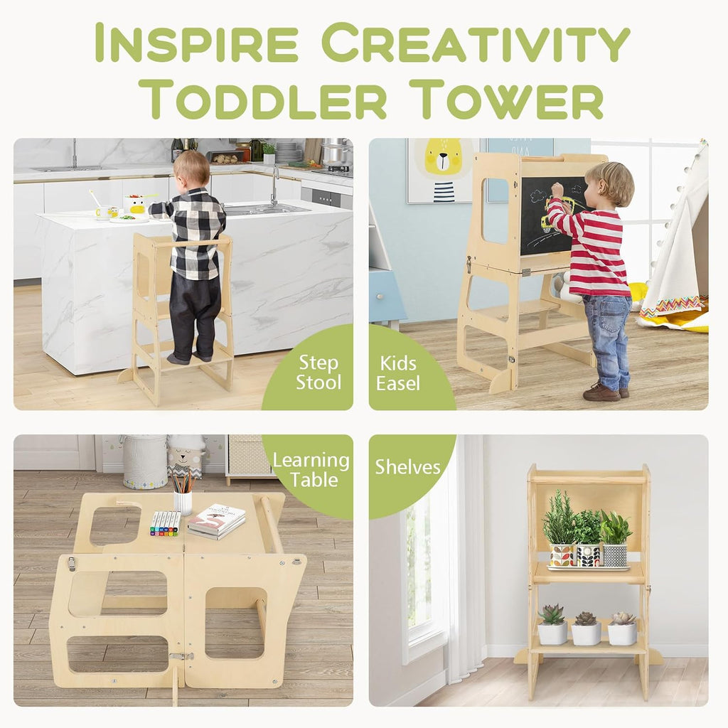 Triangle Set 8 in 1 Climbing Toys for Toddlers Foldable Wood Montessori Jungle Gym with Toddler Tower Angle