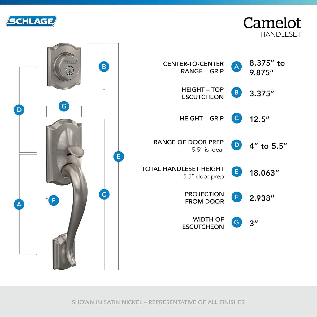 F60 V CAM 716 GEO Camelot Front Entry Handleset with Georgian Knob, Deadbolt Keyed 1 Side, Aged Bronze - Door Handleset