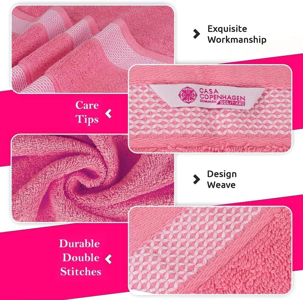 Solitaire 6Pcs 100% Egyptian Cotton Large Designer Towels Gift Set- Dusty Rose - Dusty Blue, 2Bath 2Hand 2Washcloths
