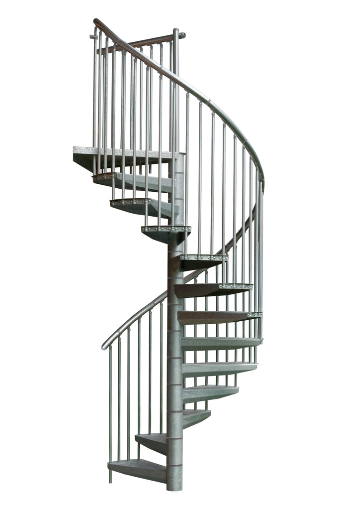 Austrian Outdoor Spiral Staircase, Galvanized Steel Non-Slip Step Railing, Aluminum Powder Coated Handrail, 47.24"