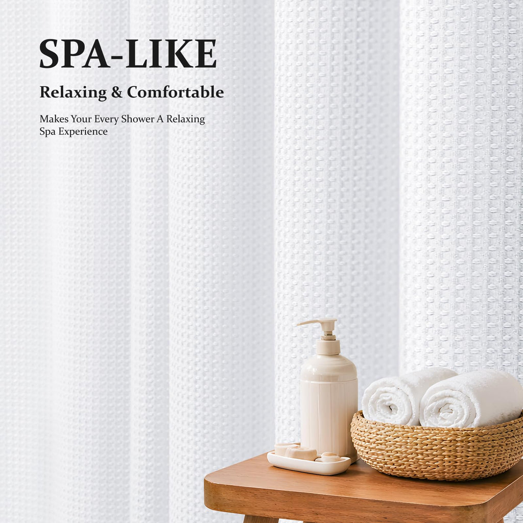 Extra Long Waffle Shower Curtain 256 GSM Fabric 72x96 White