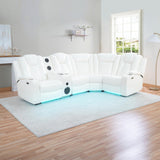 Naomi Home Chicago Home Theater Seating Reclining Sectional with Power Recline, Bluetooth Speakers, LED Lighting