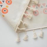 Waterproof Bohemian Tablecloth, 6-8 Foot Rectangle Fabric Orange Colorful Table Cloth with Soft Cott