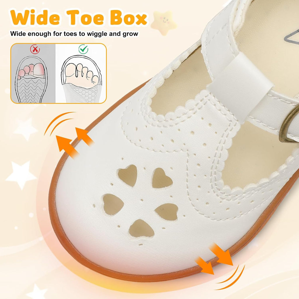 Girls Mary Jane Flats Wide Toe Box Dress Shoes