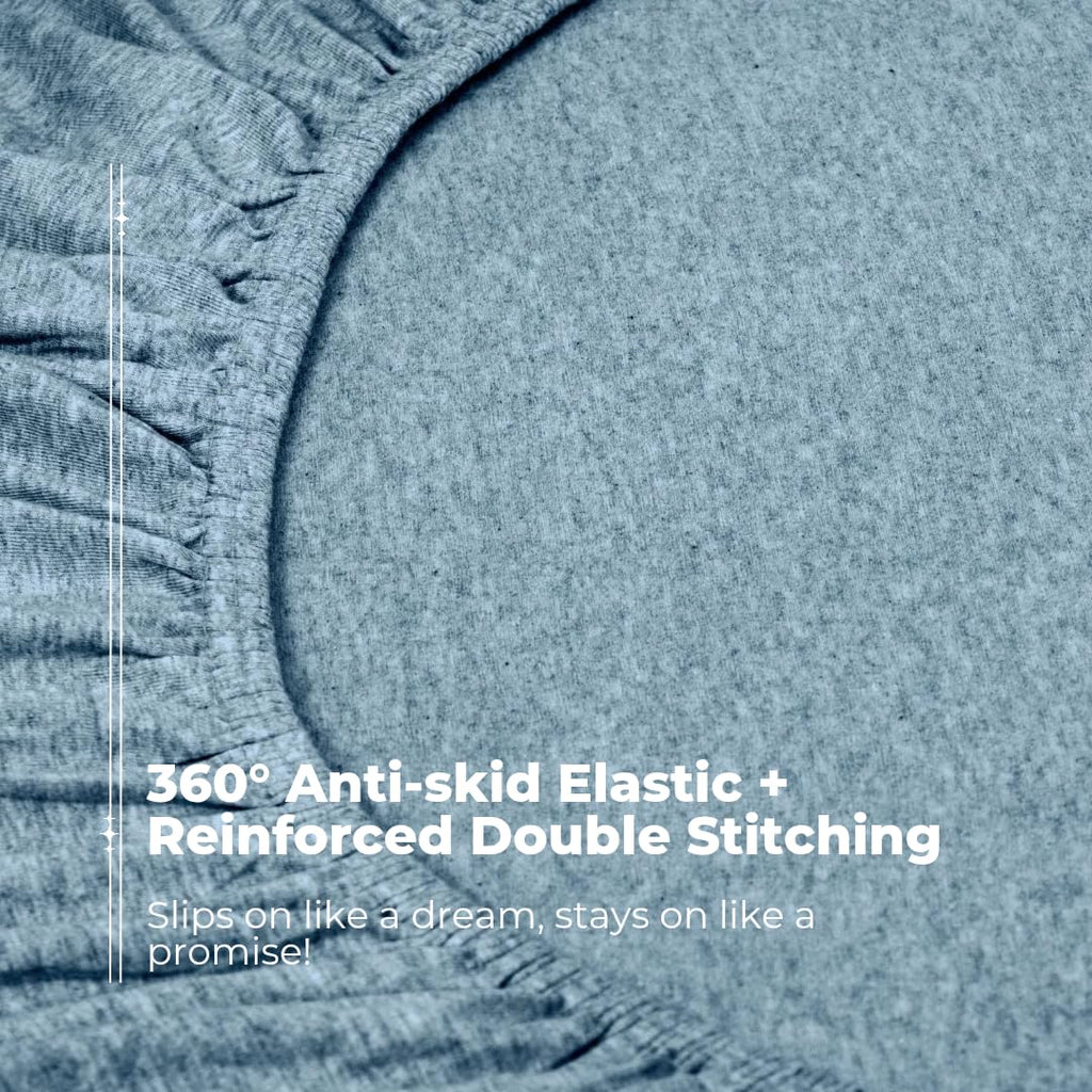 Heather Knit Jersey Sheet Set - 100% Organic Cotton, Deep Pockets, Non-Pilling, Cooling, Breathable, Super Soft &