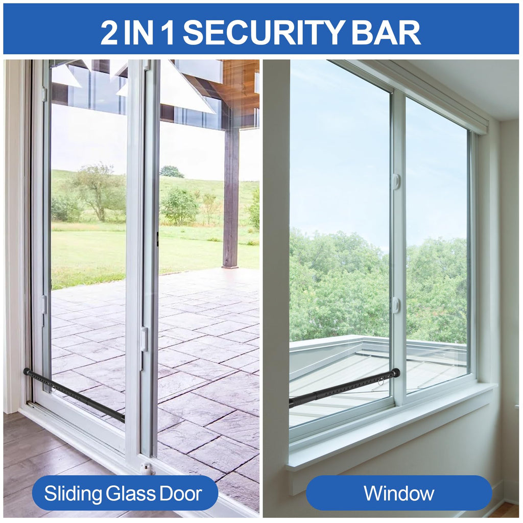 Sliding Door Security Bar, 17-50 inches Window Security Bar with Rubber Tips, Sliding Door Lock Bars for Window