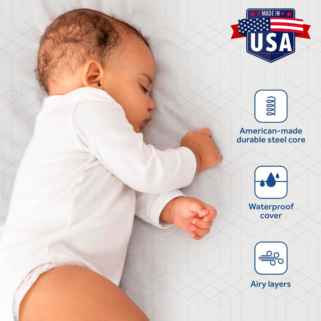 Infant & Toddler Crib Mattress, Firm Rest 2 Stage, 204 Coils, Waterproof Breathable, Non Toxic, GREENGUARD GOLD