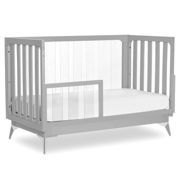 Acrylic 4 in 1 Convertible Crib Toddler Rail I Easily Coverts to Toddler Bed & I Acrylic Slats, Pebble