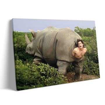 Funny Framed Canvas Wall Art Bathroom Decor Retro Humor Comedy Ace Ventura Movies Poster Rhino Painting Modern Toilet