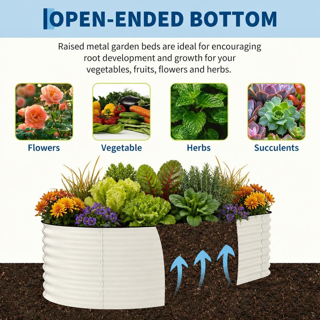 2 Pack 4x2x2ft Galvanized Raised Garden Bed, Oval Metal Planter Box