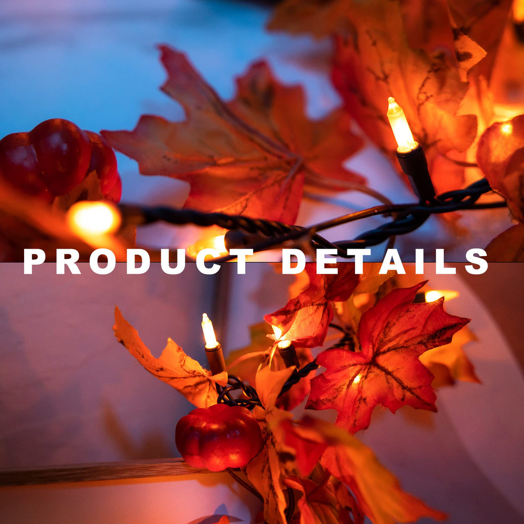 Fall Decorations - 9FT Fall Garland with Lights 50 Orange Lights