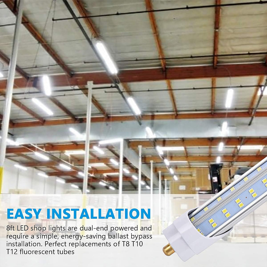 T8 T10 T12 8FT LED Light Bulbs, Single Pin Fa8 Base, 8 Foot LED Fluorescent Tube Replacement, 150W 19000LM, 6000K