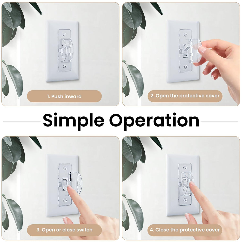 Switch Guard - Light Switch Cover Guard - Childproof - Clear (4pc) - Toggle Switch Compatible - Approximately 3.5"L x