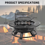 36 Inch Fire Pit with 2 Cooking Grills,Outdoor Wood Burning BBQ Firepit with Lid, 3-in-1 Outdoor Fire Pit for Backyard Deck Bonfire Patio - Image 6