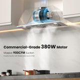 30 Inch Copper Range Hood Insert 900 CFM Tunable LED Lighting Convertible Ducted/Ductless Full Copper Motor