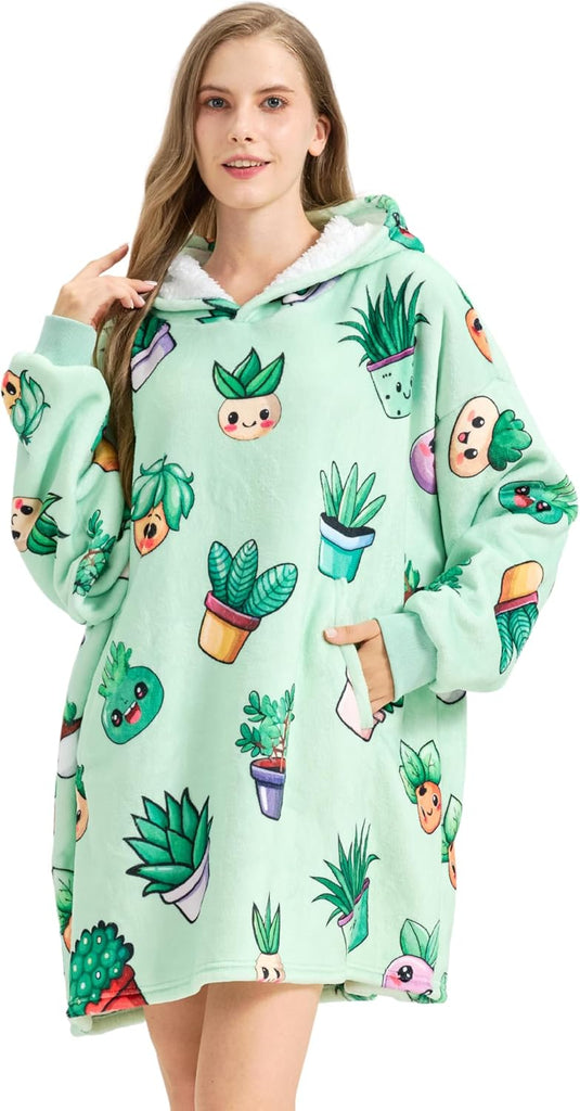 Plant Gifts for Gardening Lovers, Wearable Blanket Hoodie, Hooded Blankets | Oversized Sweatshirt, Cozy, Warm, Soft