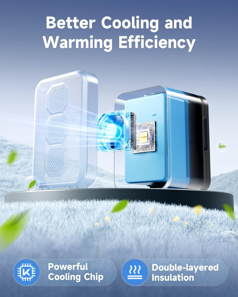 Small Mini Fridge, 18L Portable Tiny Fridge for Skincare, 120V/12V Makeup Refrigerator Mini, Thermoelectric Cooler &