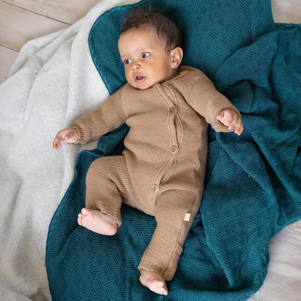 Merino Wool Baby Coverall, Knit Long Sleeve Jumpsuit Romper