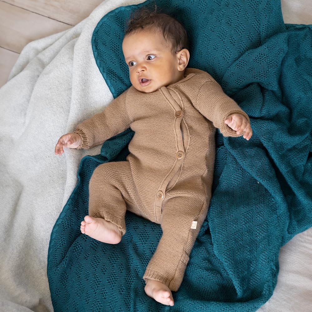 Merino Wool Baby Coverall, Knit Long Sleeve Jumpsuit Romper | One-Piece Winter Outfit for Boys and Girls, Soft
